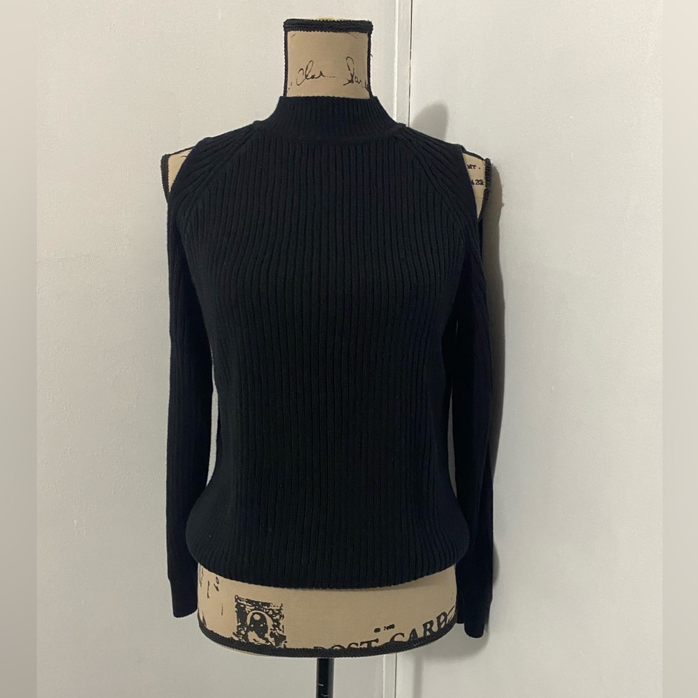 BLEU ICE Cold Shoulder Black Sweater Size S